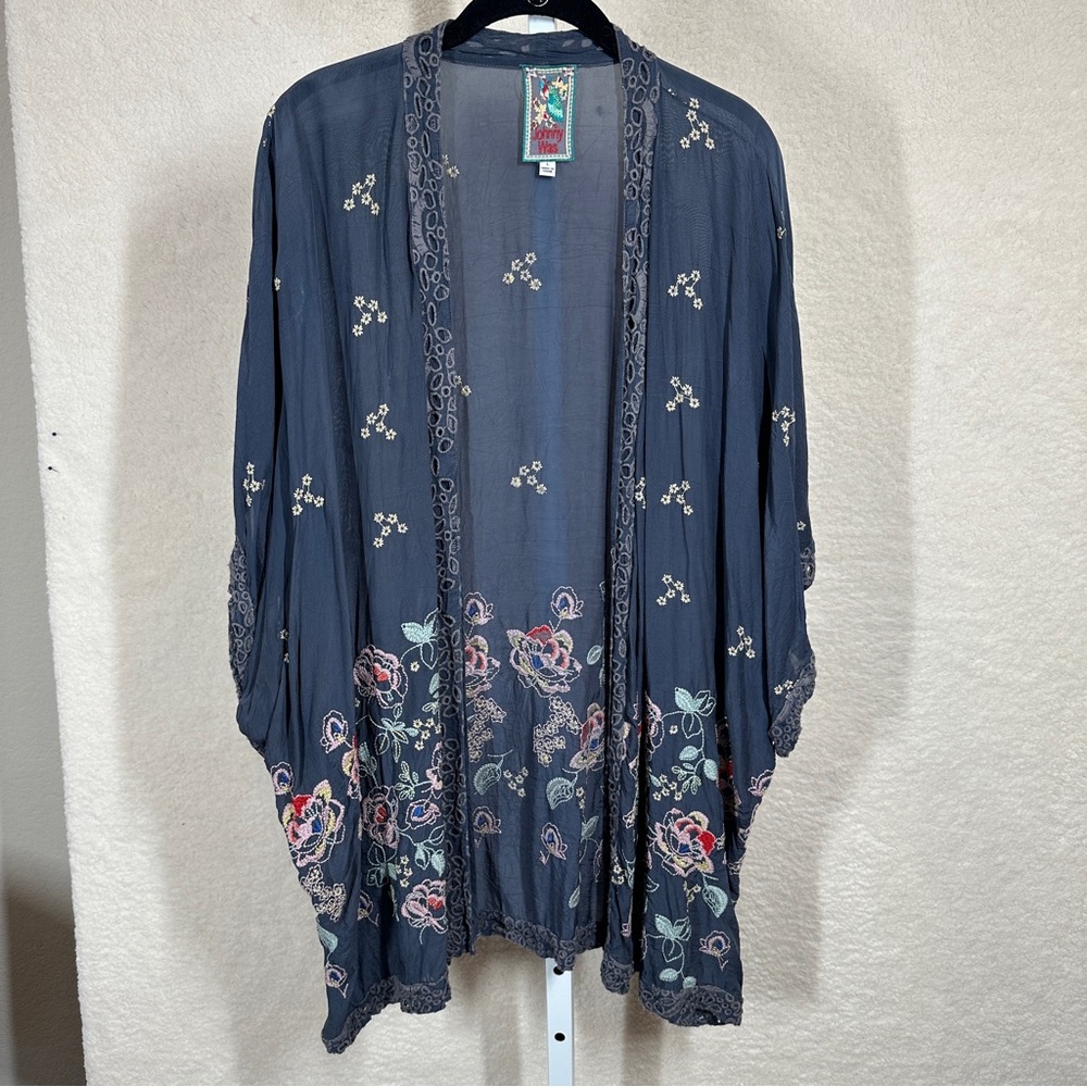 Johnny Was Blue Floral Kimono - Picture 4 of 11